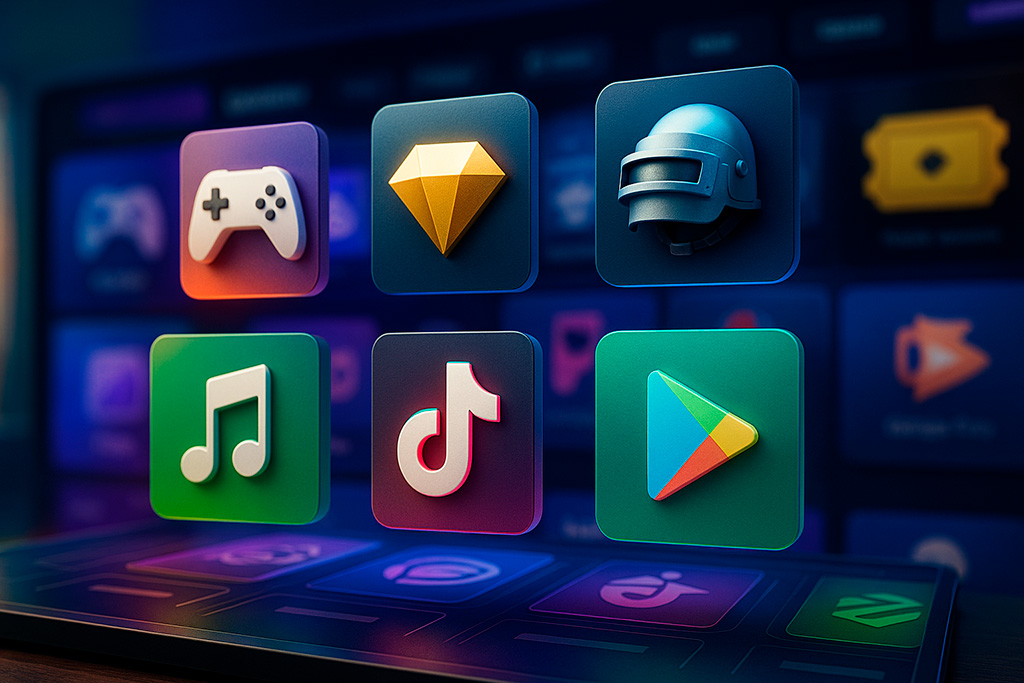 ampla variedade de recargas para jogos e aplicativos digitais na Codashop