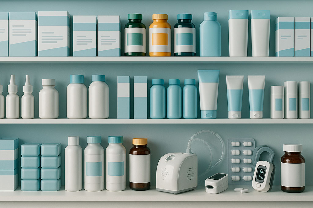 ampla variedade de medicamentos, produtos de bem-estar e saúde oferecidos pela Droga Raia