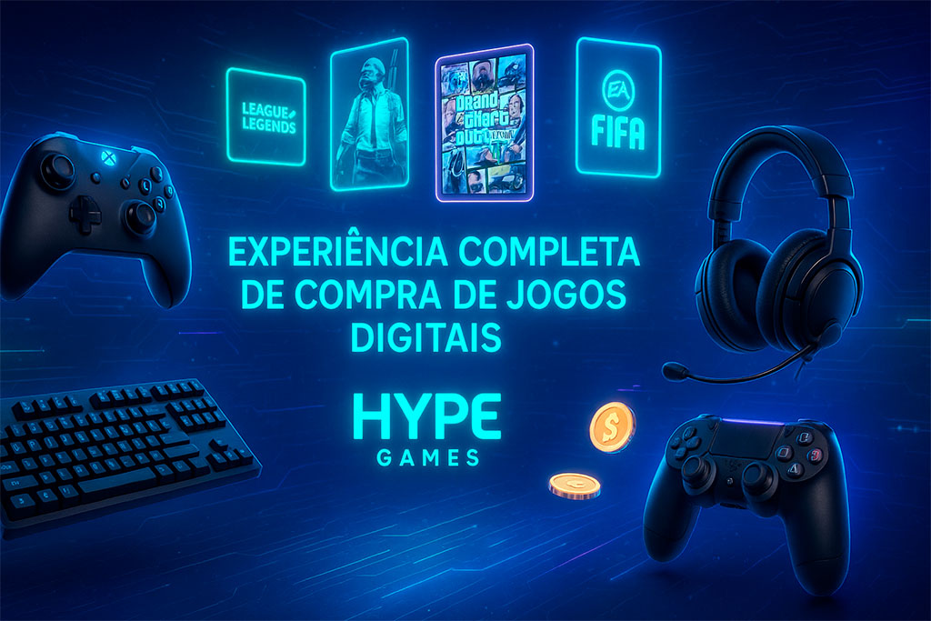experiência completa de compra de jogos digitais na Hype Games