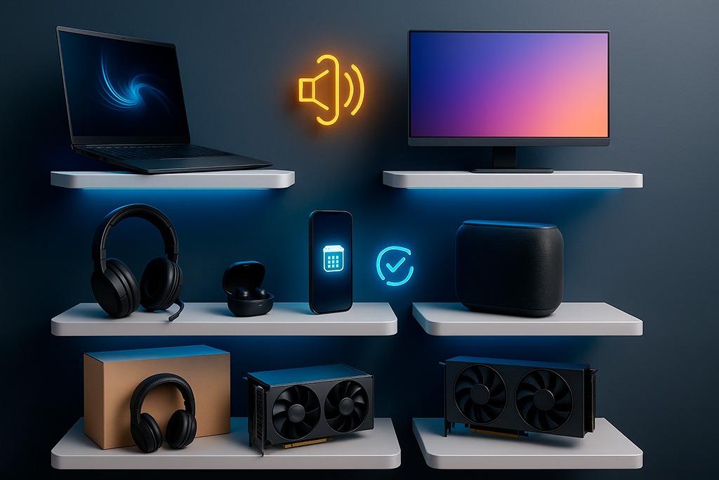 grande variedade de produtos tecnológicos e eletrônicos na Megamamute