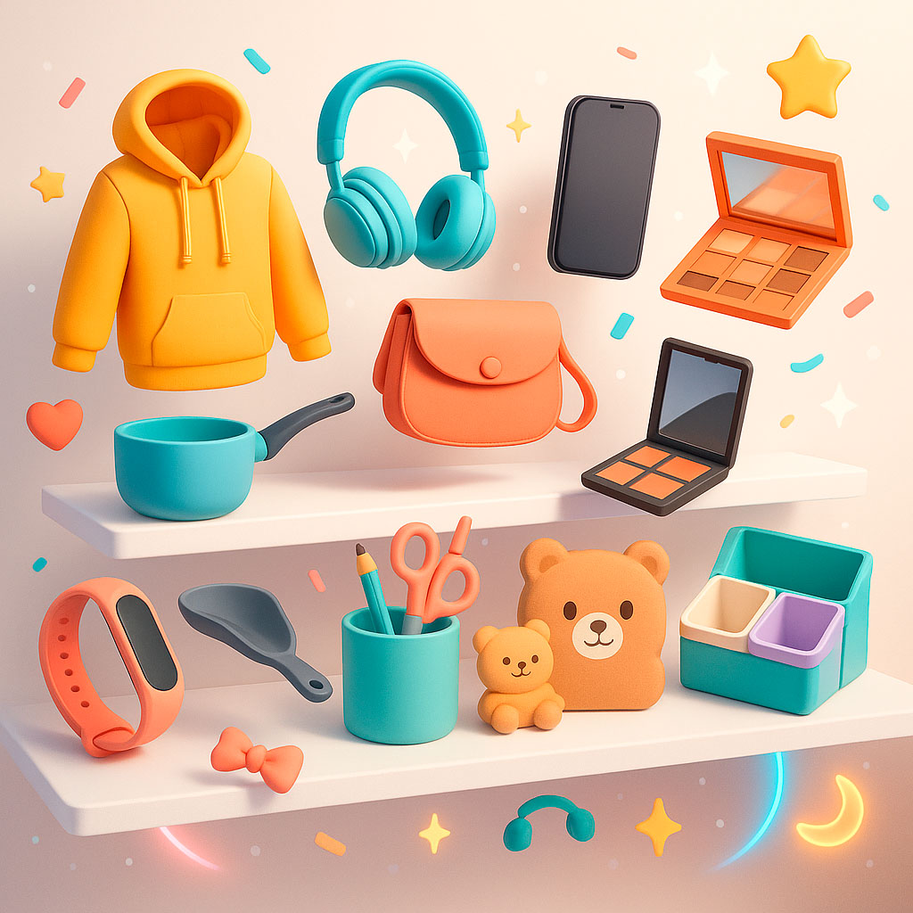 variedade de produtos populares e criativos da loja Temu Brasil